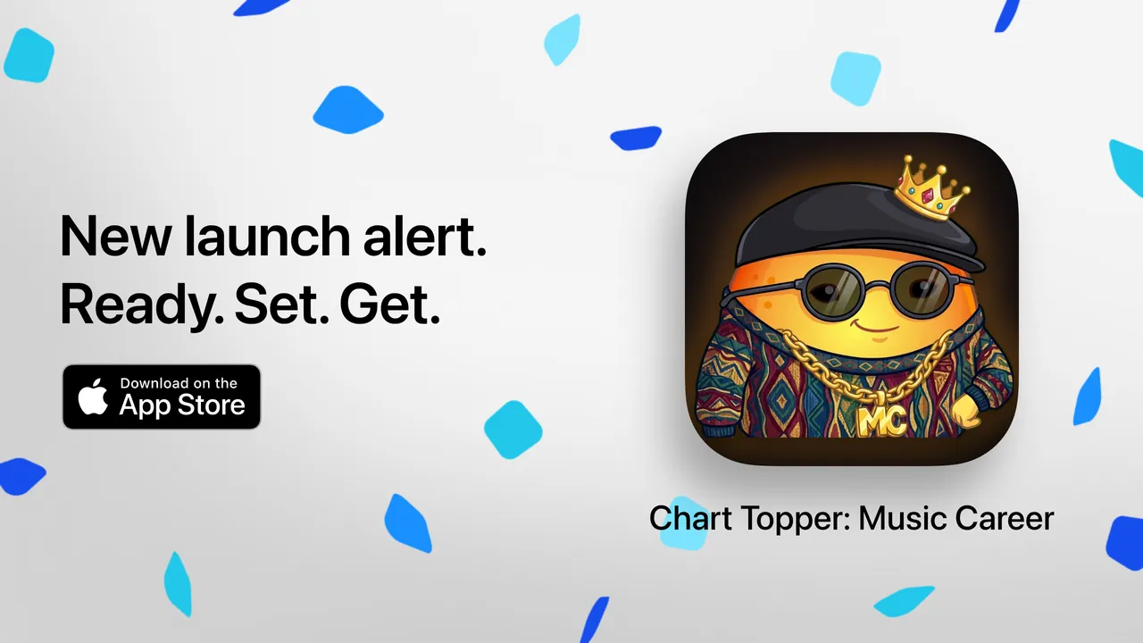Landscape banner: Chart Topper launch artwork, 1280 by 720 pixels